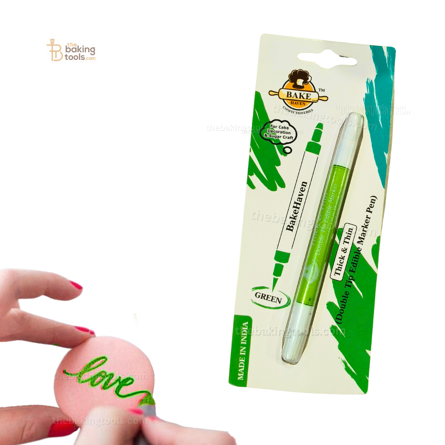 Bakehaven Edible Green Marker Pen With Double Tip | The Baking Tools - thebakingtools.com