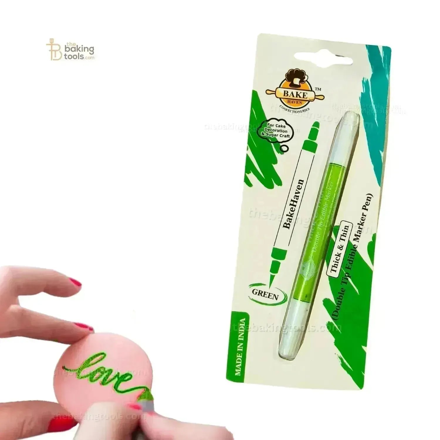 Bakehaven Edible Green Marker Pen With Double Tip | The Baking Tools - thebakingtools.com