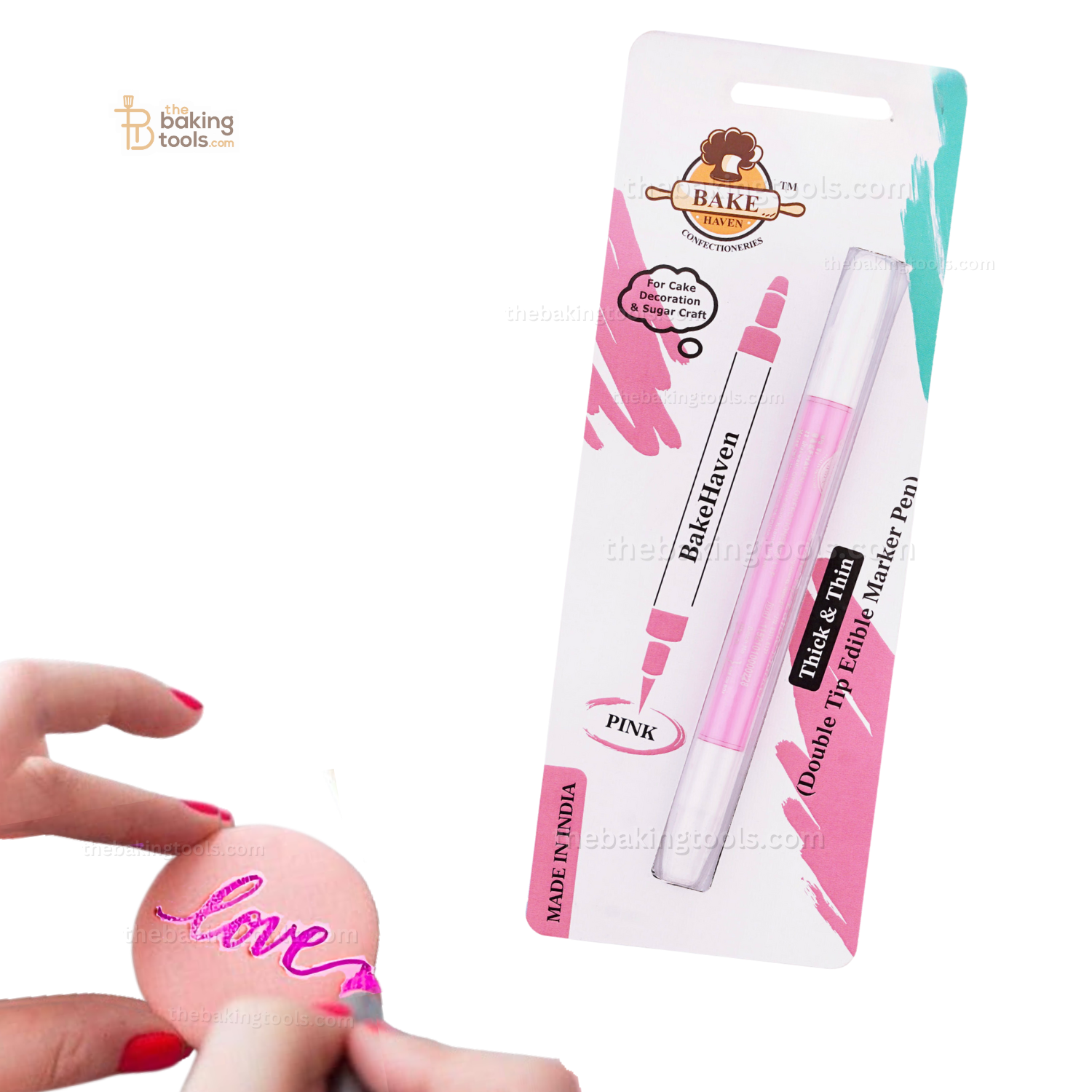 Bakehaven Edible Pink Marker Pen With Double Tip | The Baking Tools - thebakingtools.com