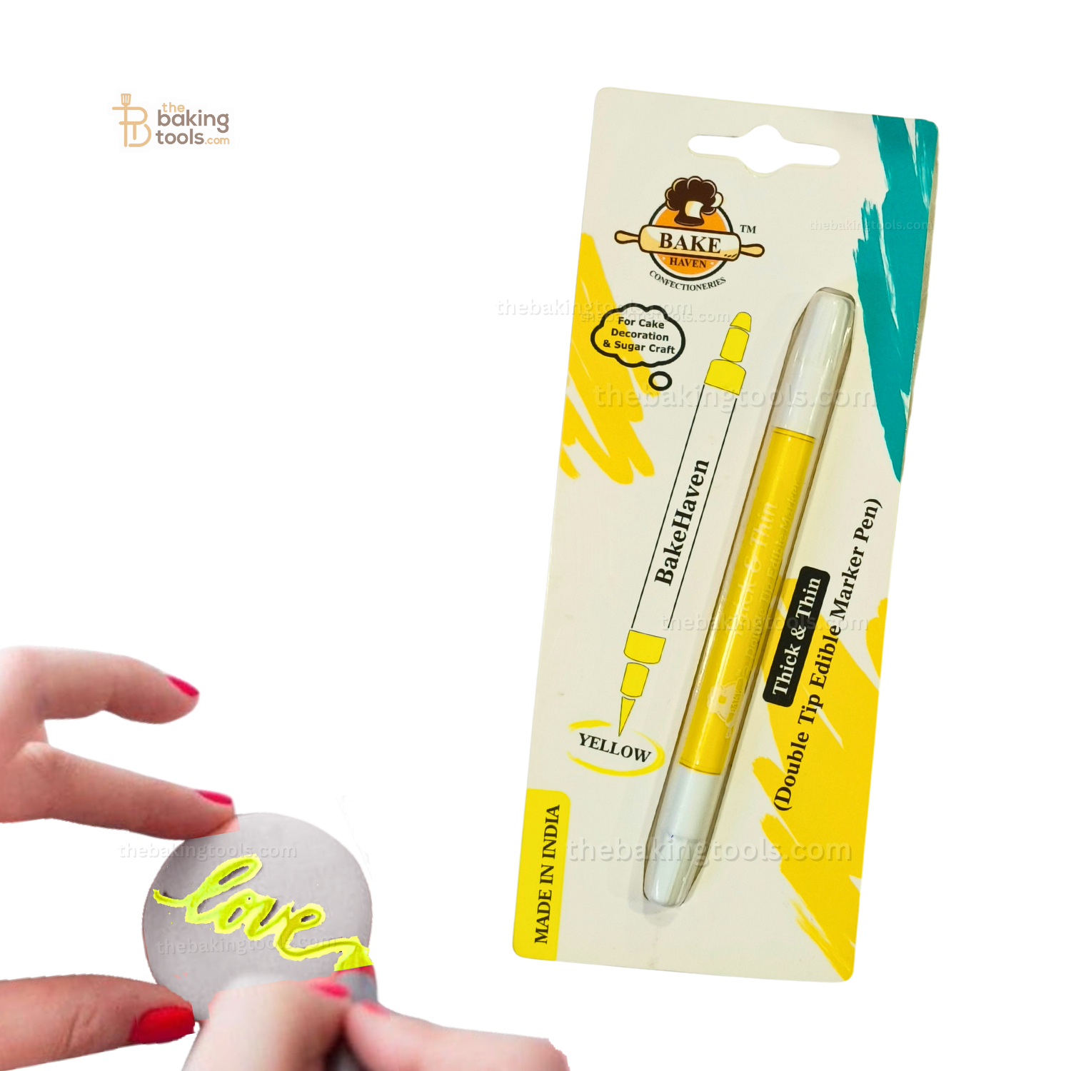 Bakehaven Edible Yellow Marker Pen With Double Tip | The Baking Tools - thebakingtools.com