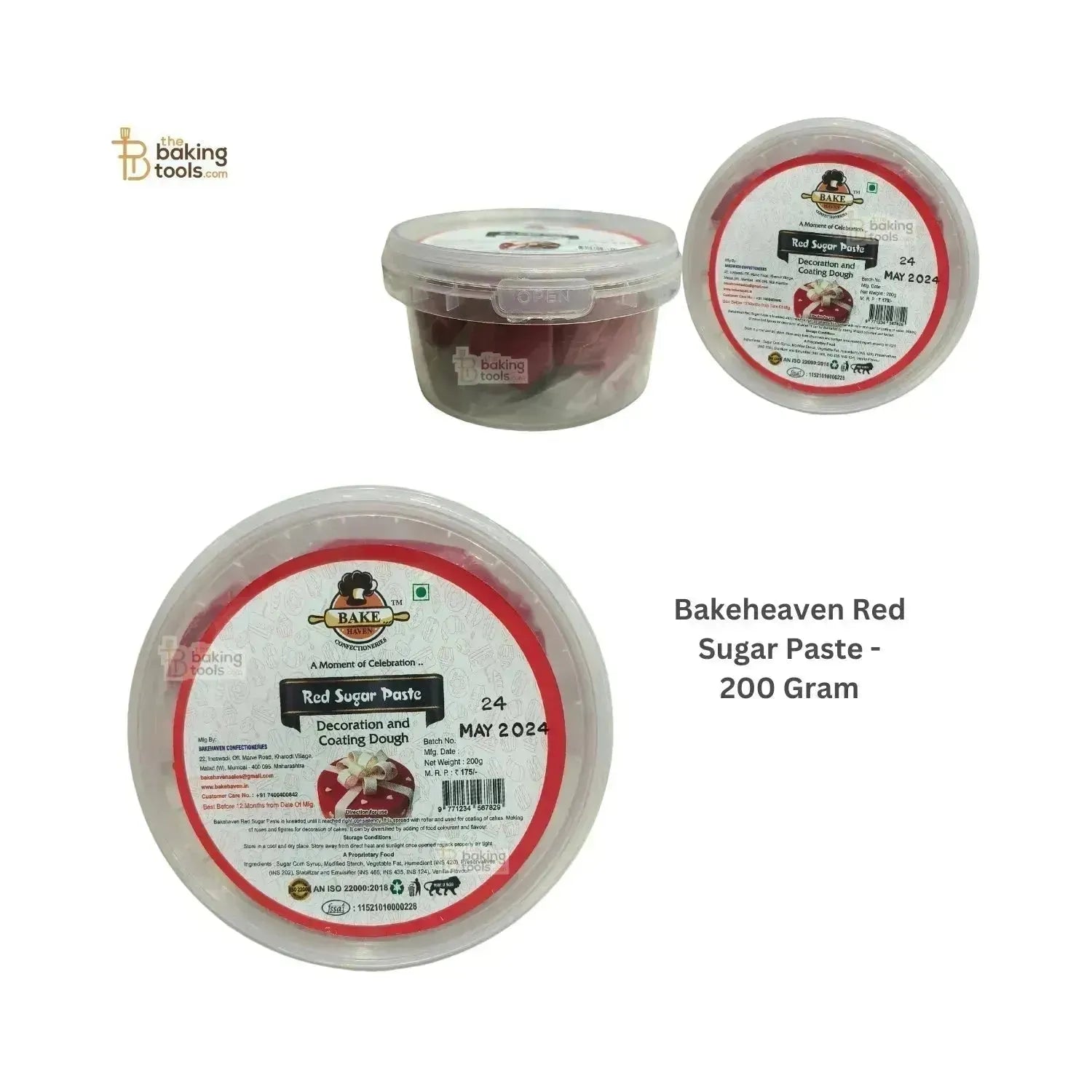 Bakehaven Red Sugar Paste - 200 Grams - thebakingtools.com