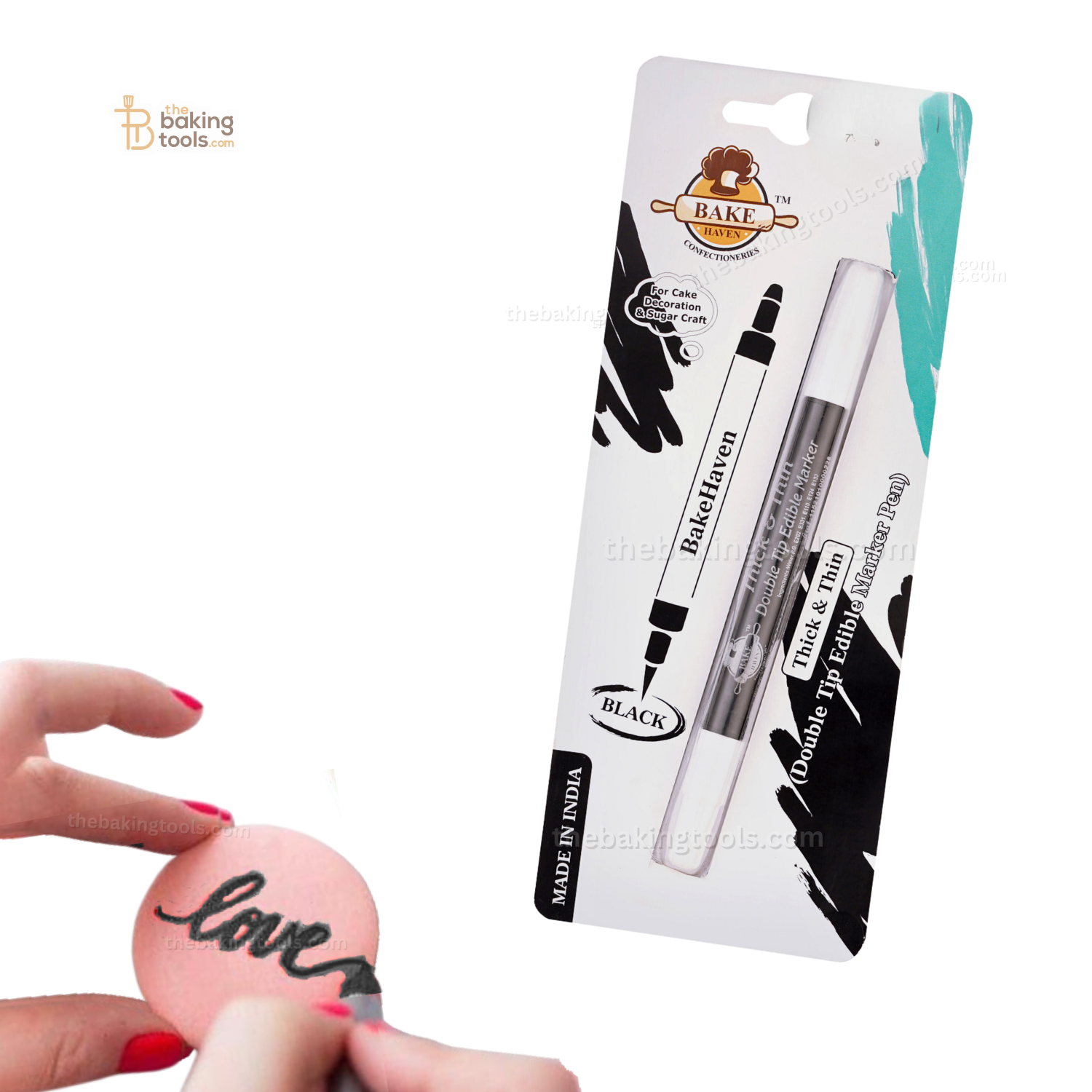 Bakehaven Edible Balck Marker Pen With Double Tip | The Baking Tools 