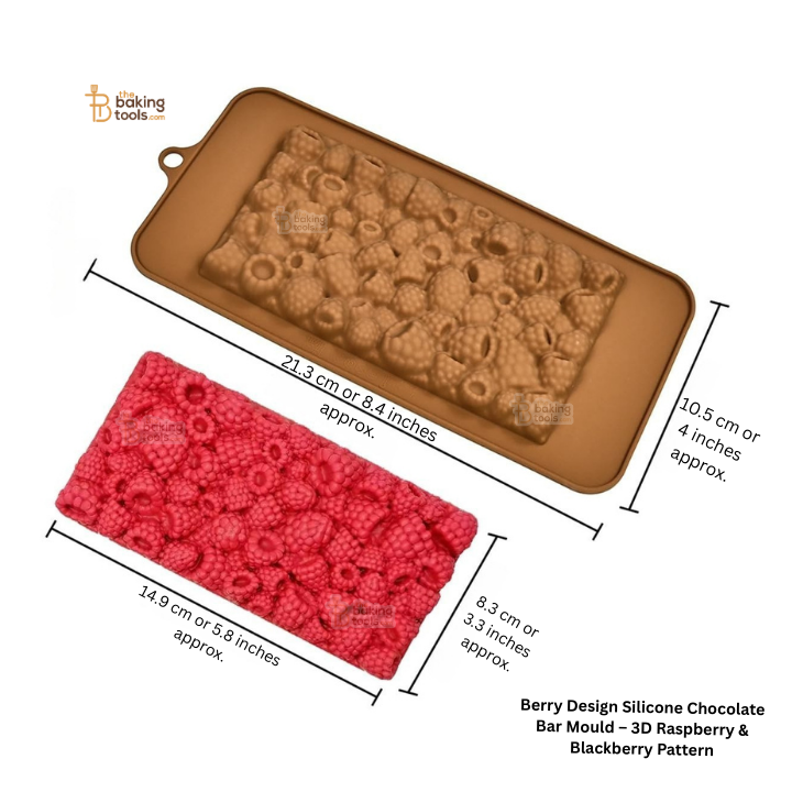 Berry Design Silicone Chocolate Bar Mould – 3D Raspberry & Blackberry Pattern