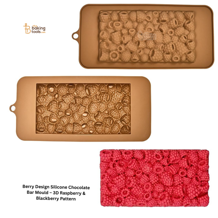 Berry Design Silicone Chocolate Bar Mould – 3D Raspberry & Blackberry Pattern