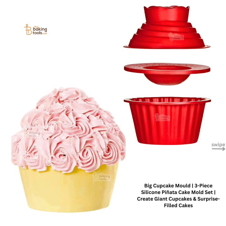 Big Cupcake Mould | 3-Piece Silicone Piñata Cake Mold Set | Create Giant Cupcakes & Surprise-Filled Cakes
