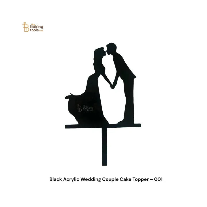 Black Acrylic Wedding Couple Cake Topper – 001
