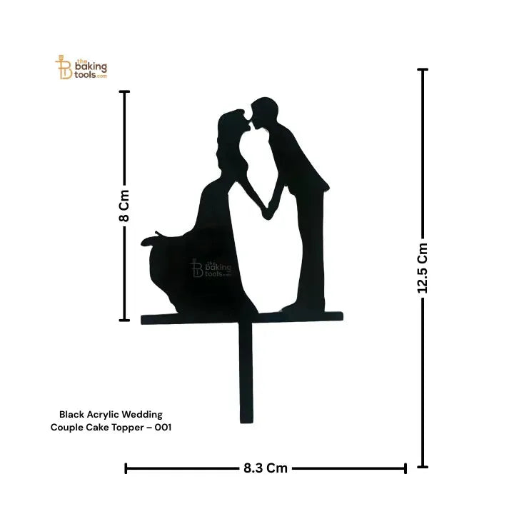 Black Acrylic Wedding Couple Cake Topper – 001