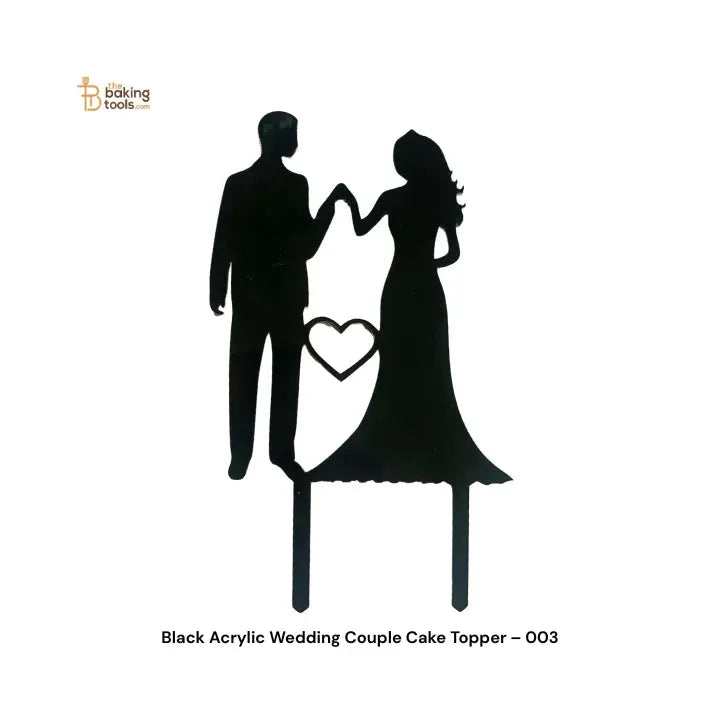 Black Acrylic Wedding Couple Cake Topper – 003