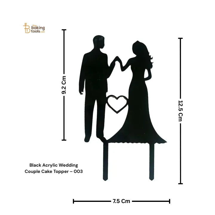 Black Acrylic Wedding Couple Cake Topper – 003