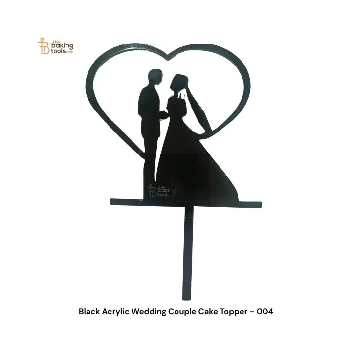 Black Acrylic Wedding Couple Cake Topper – 004