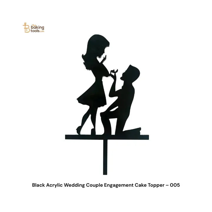 Black Acrylic Wedding Couple Engagement Cake Topper – 005