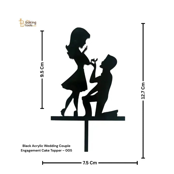 Black Acrylic Wedding Couple Engagement Cake Topper – 005