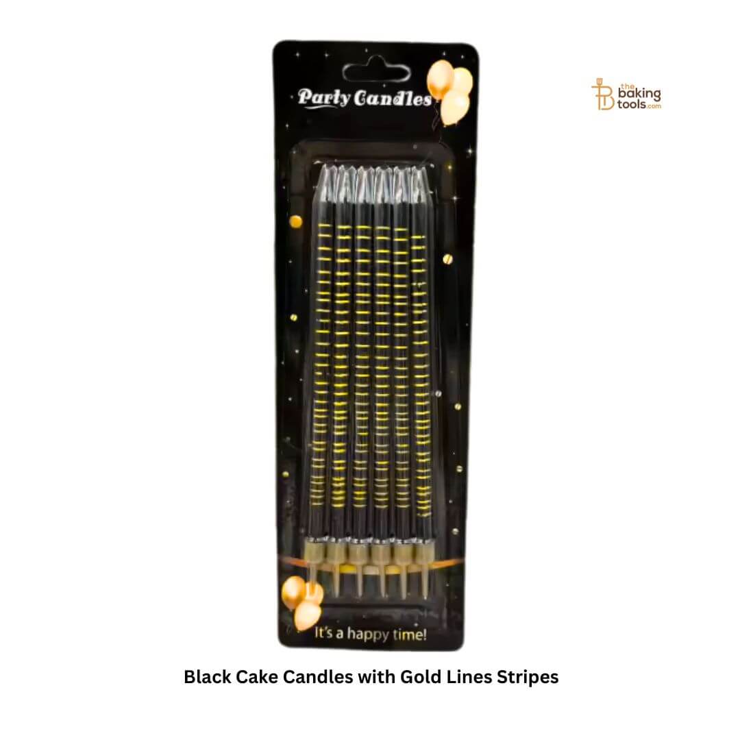 Black Cake Candles with Golden Stripes