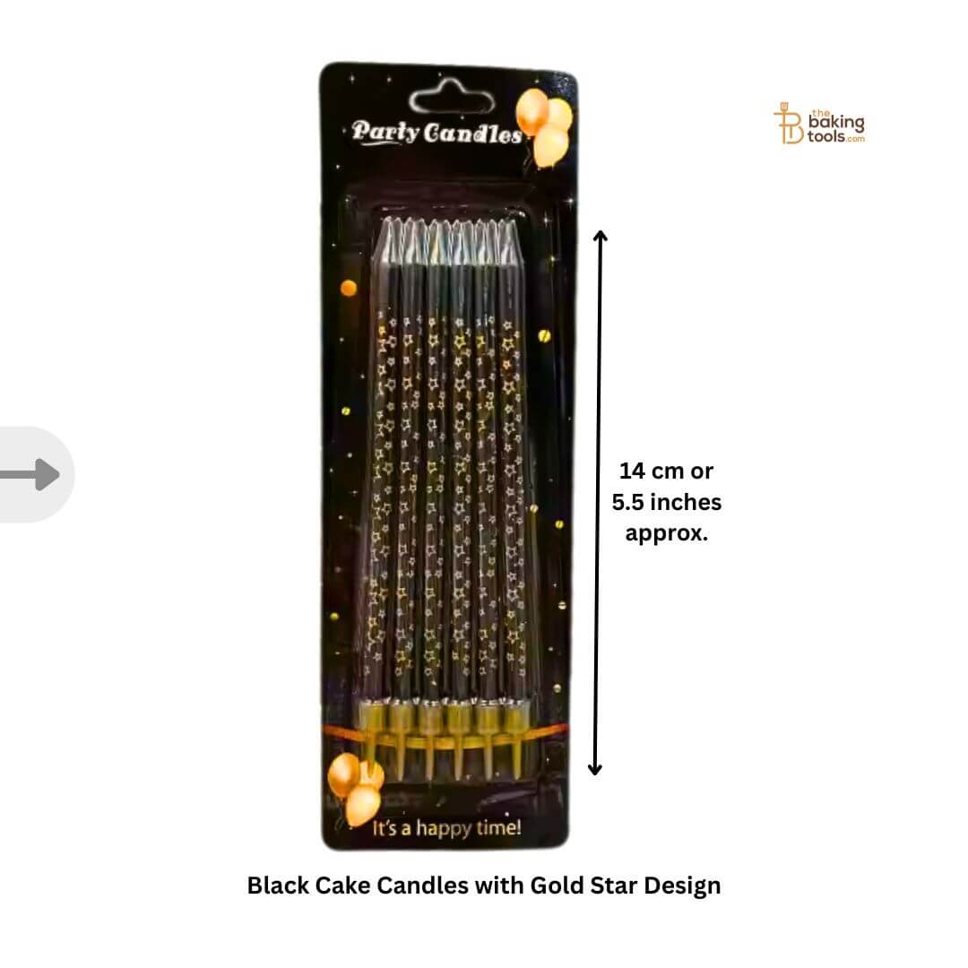 Black Cake Candles with Golden Star Design