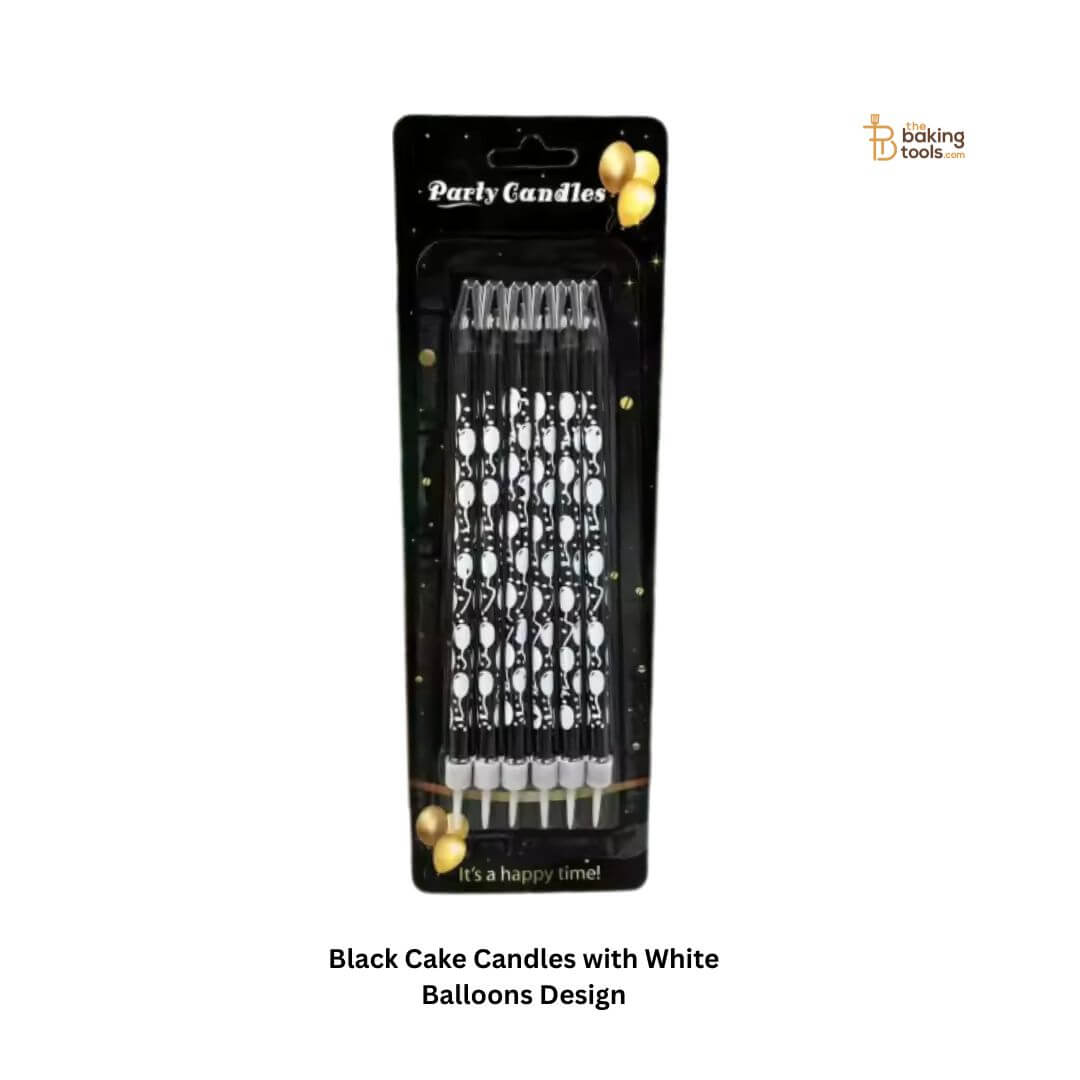 Black Cake Candles with White Balloons Design