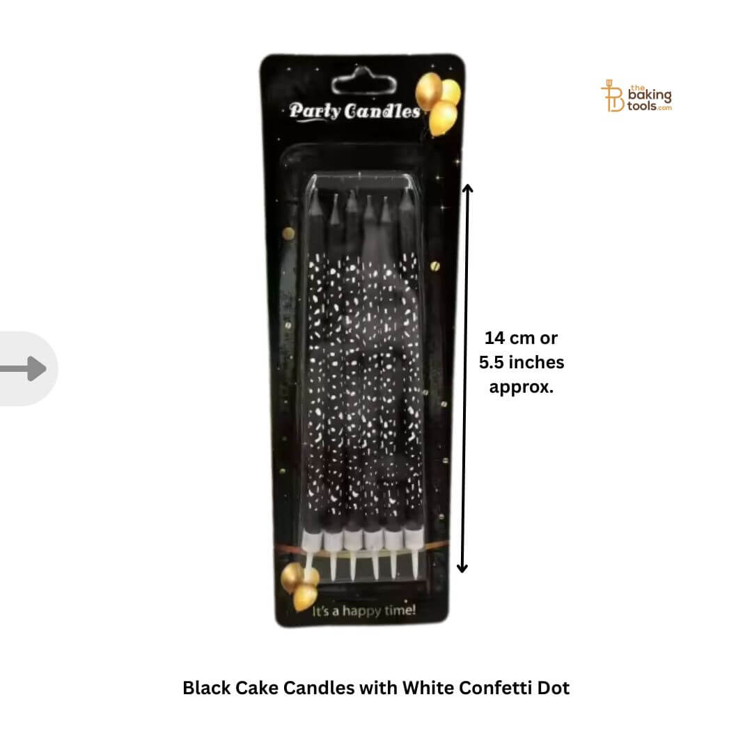 Black Cake Candles with White Confetti Dots