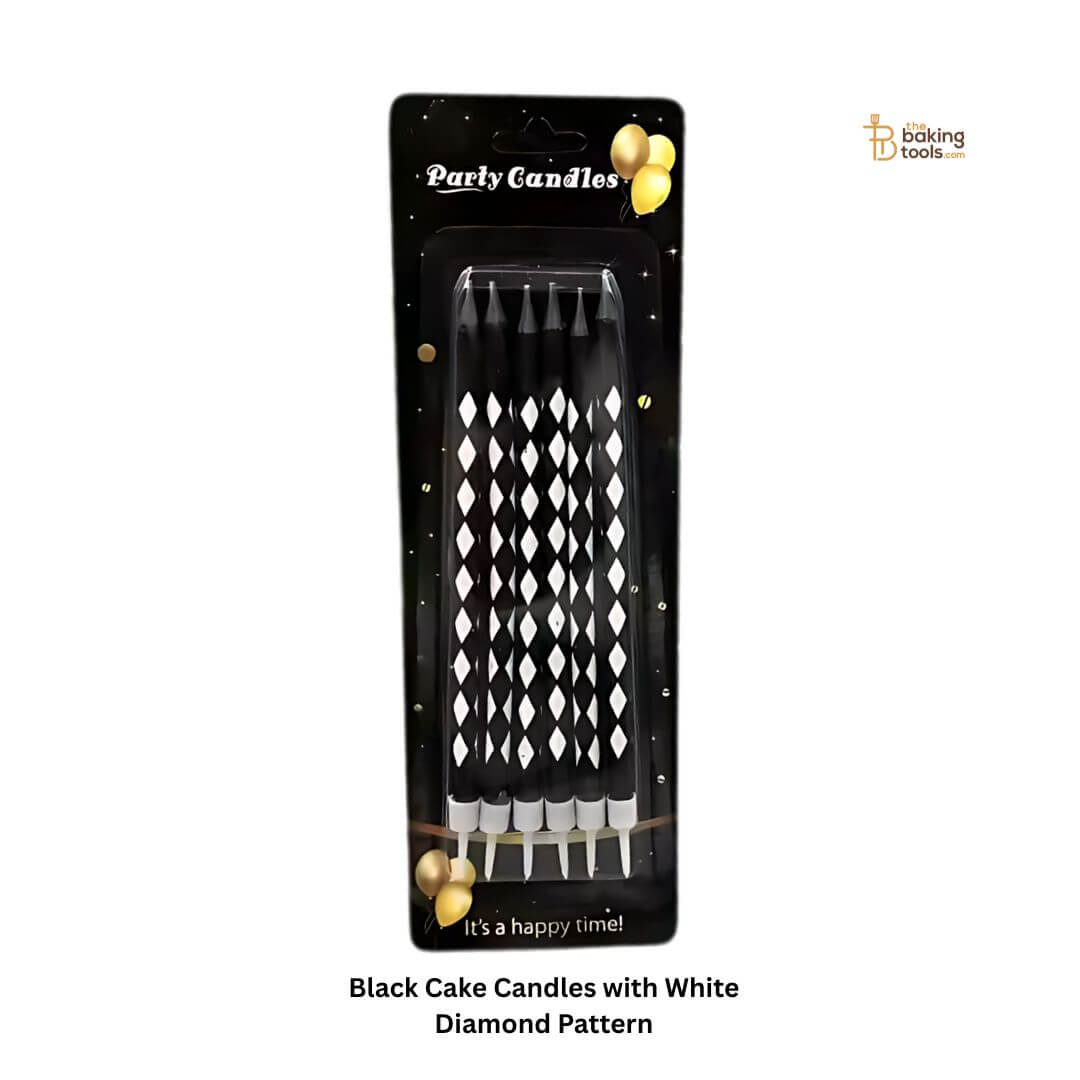 Black Cake Candles with White Diamond Pattern