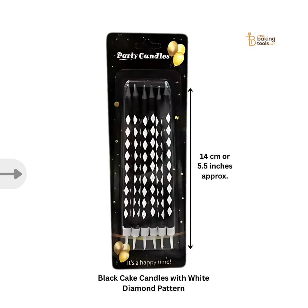 Black Cake Candles with White Diamond Pattern