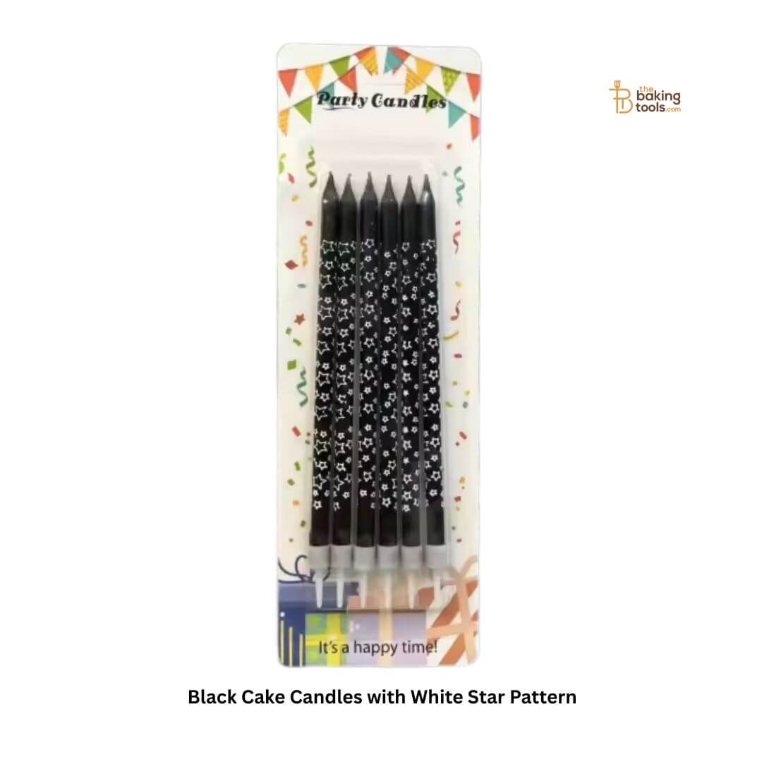 Black Cake Candles with White Star Pattern