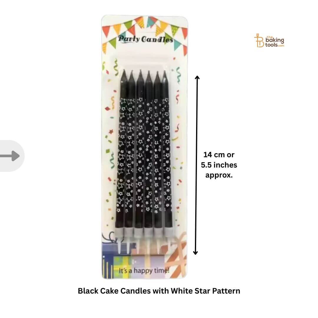 Black Cake Candles with White Star Pattern