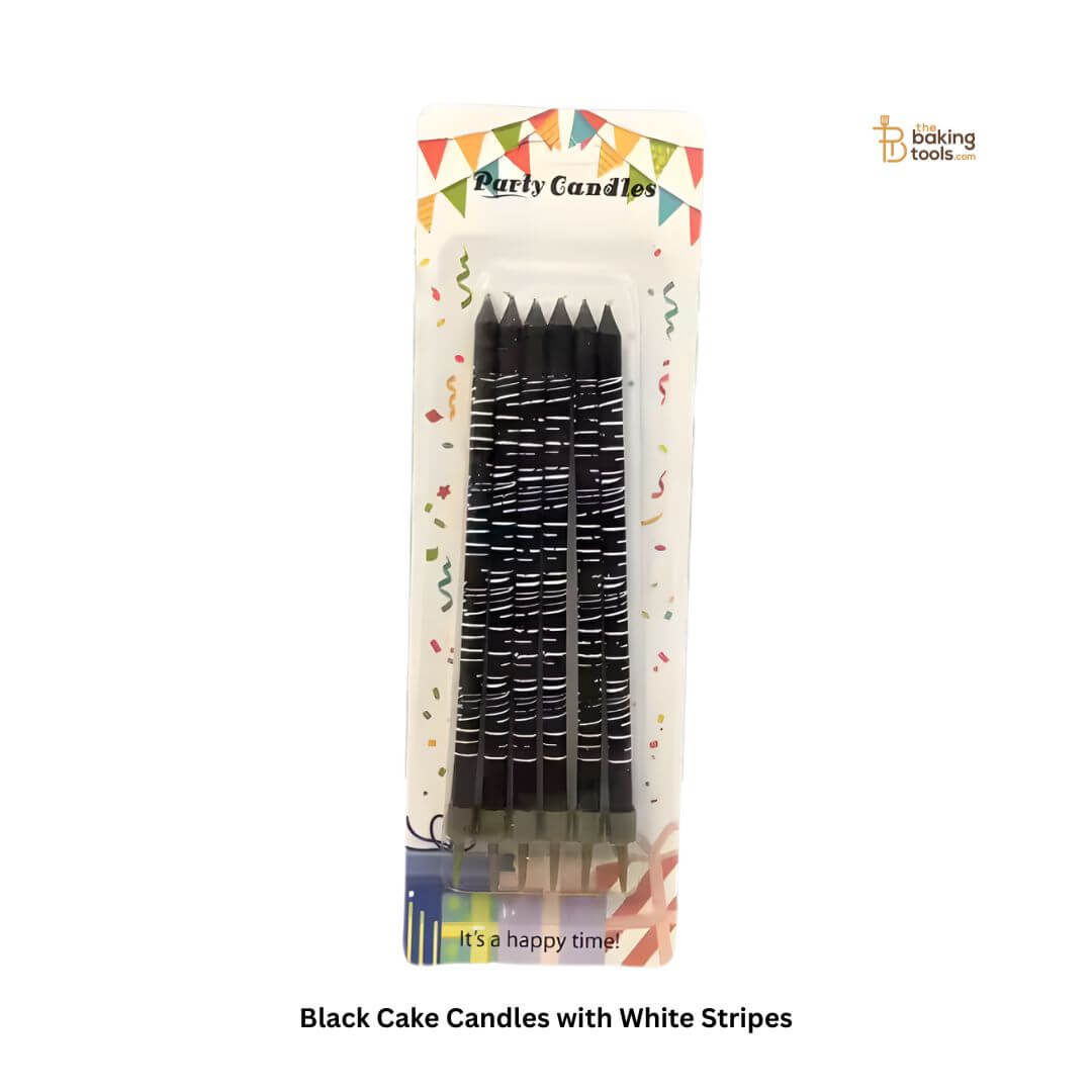 Black Cake Candles with White Stripes