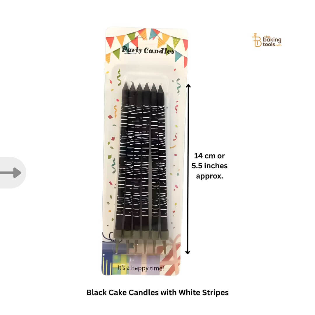 Black Cake Candles with White Stripes