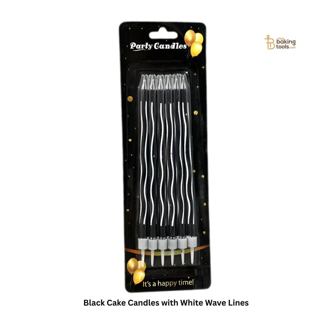 Black Cake Candles with White Wave Lines