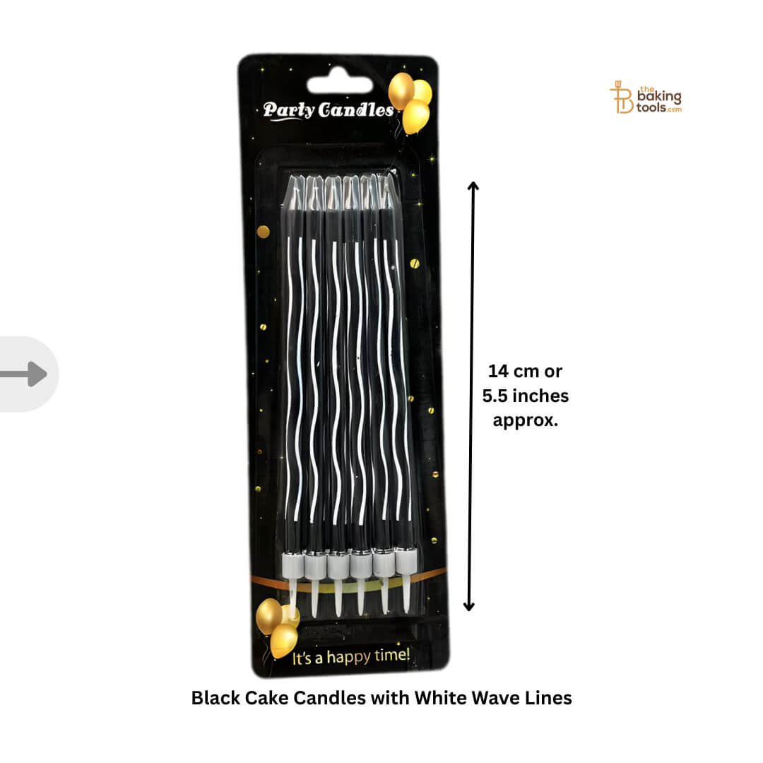 Black Cake Candles with White Wave Lines