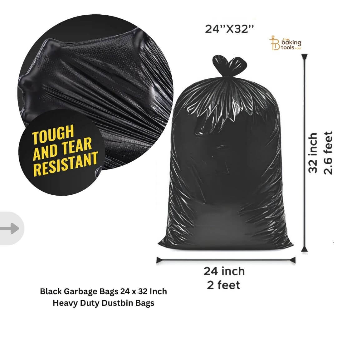 Black Garbage Bags 24 x 32 Inch – Heavy Duty Dustbin Bags