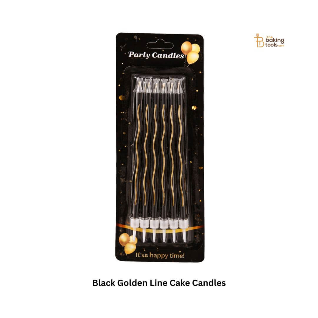 Black Golden Line Cake Candles | The Baking Tools