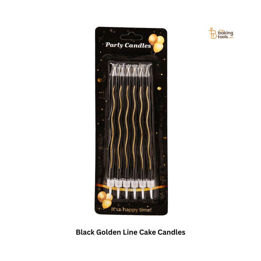 Black Golden Line Cake Candles | The Baking Tools