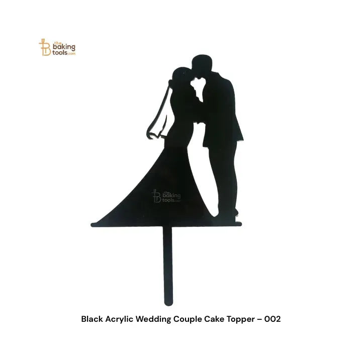 Black Acrylic Wedding Couple Cake Topper – 002