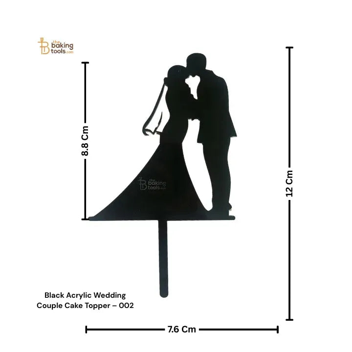 Black Acrylic Wedding Couple Cake Topper – 002
