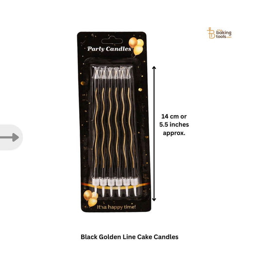 Black Golden Line Cake Candles | The Baking Tools