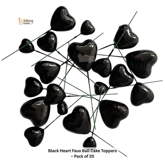 Black Heart Faux Ball Cake Toppers – Pack of 20