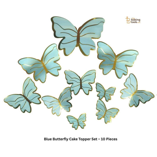 Blue Butterfly Cake Topper Set – 10 Pieces | Mix Sizes
