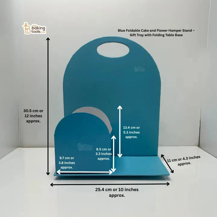 Blue Foldable Cake and Flower Hamper Stand – Gift Tray with Folding Table Base