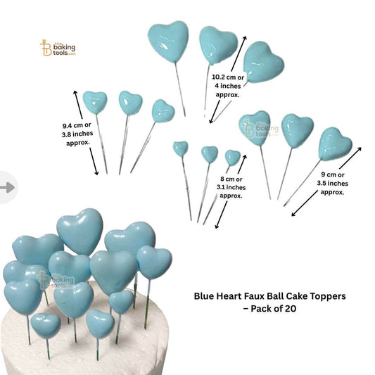 Blue heart-shaped cake toppers