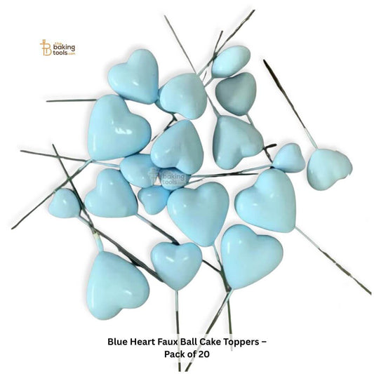 Blue Heart Faux Ball Cake Toppers (20 Pcs)