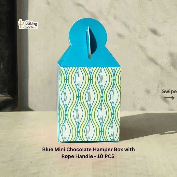 Blue Mini Chocolate Hamper Box with Rope Handle - 10 PCS #1634 B - thebakingtools.com