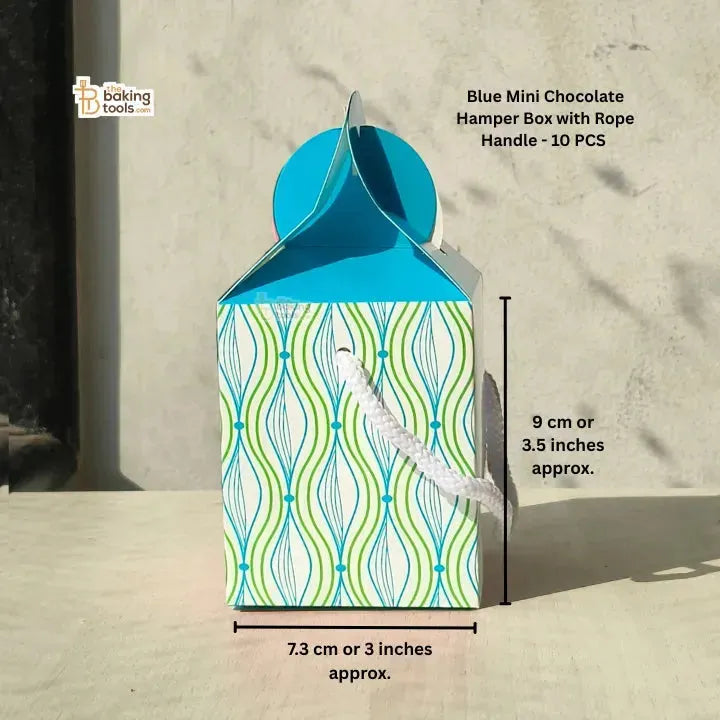 Blue Mini Chocolate Hamper Box with Rope Handle - 10 PCS #1634 B - thebakingtools.com