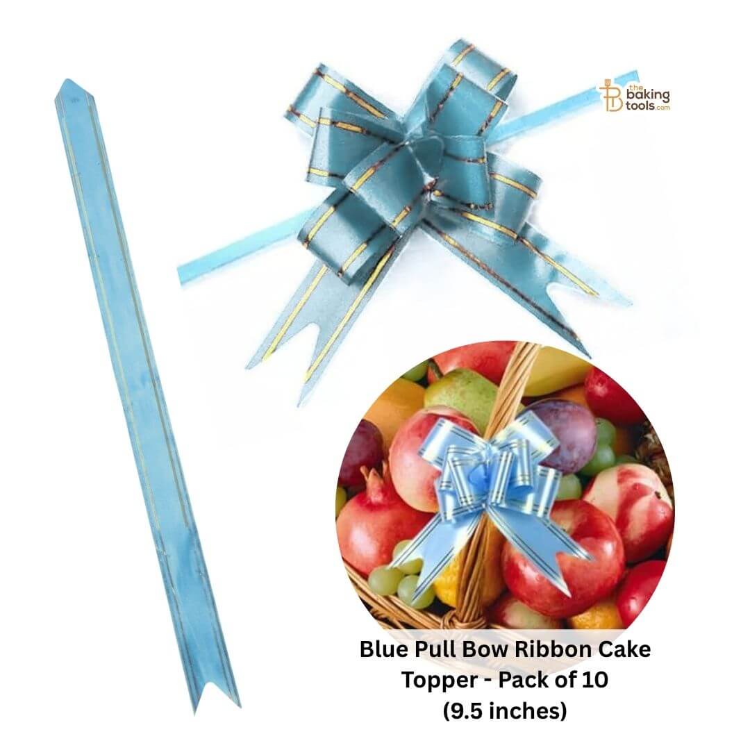 Blue Pull Bow Ribbon Cake Topper - Pack of 10 (9.5 inches) - 15 No.