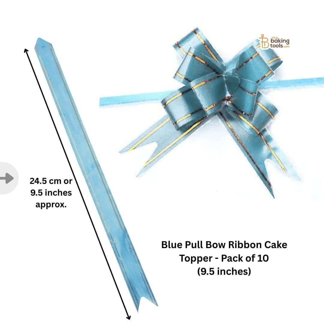 Blue Pull Bow Ribbon Cake Topper - Pack of 10 (9.5 inches) - 15 No.