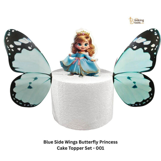Blue Side Wings Butterfly Princess Cake Topper Set -001