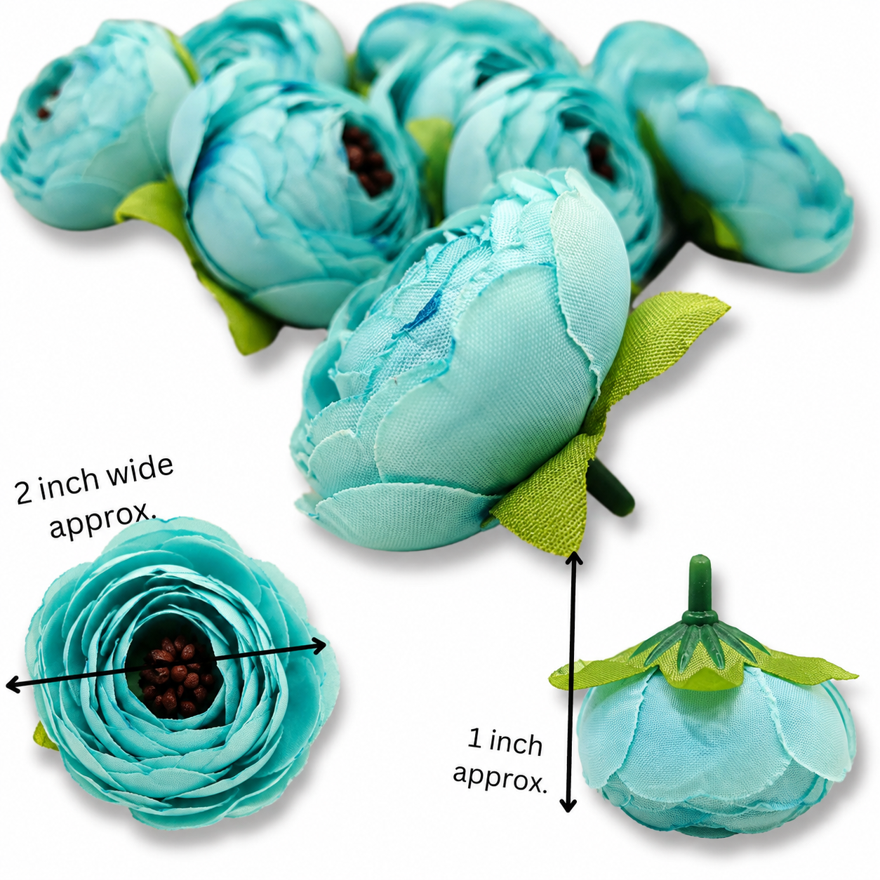 Blue Peony Artificial Flower - Pack of 10