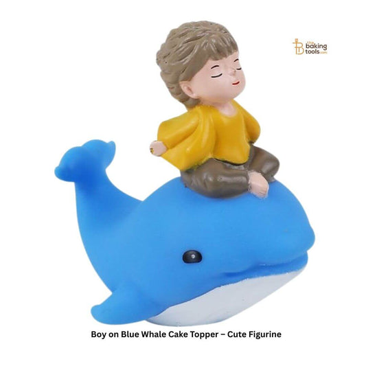 Boy on Blue Whale Cake Topper – Cute Figurine _  The Baking Tools