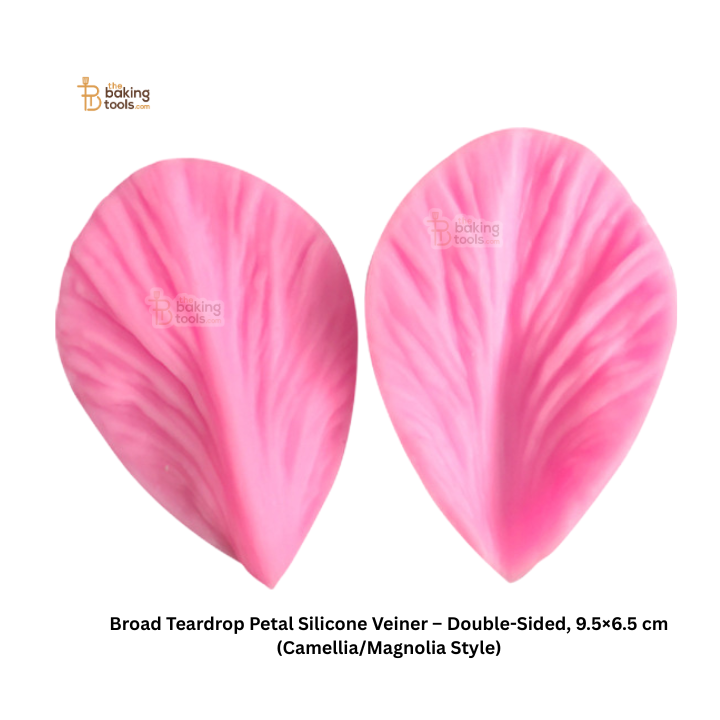 Broad Teardrop Petal Silicone Veiner – Double-Sided, 9.5×6.5 cm (Camellia/Magnolia Style) | #786