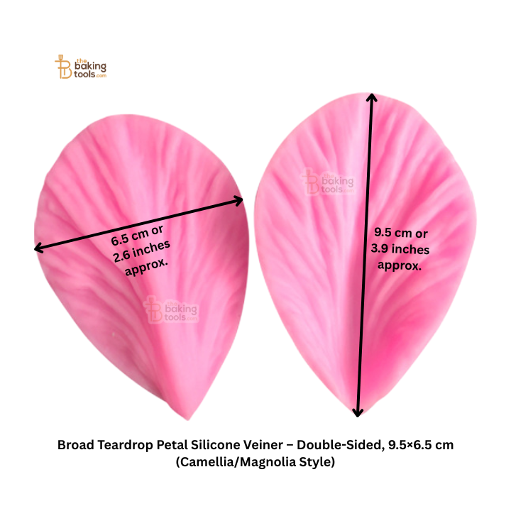 Broad Teardrop Petal Silicone Veiner – Double-Sided, 9.5×6.5 cm (Camellia/Magnolia Style) | #786