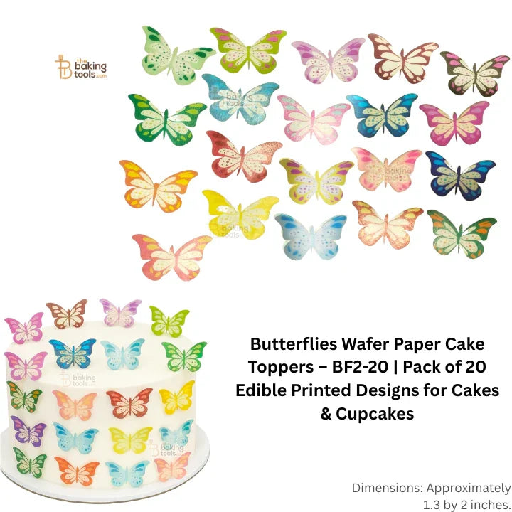 Butterflies Wafer Paper Cake Toppers – BF2-20 | Pack of 20 Edible Printed Designs for Cakes & Cupcakes