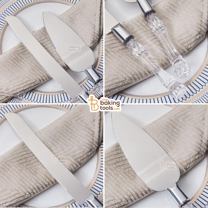 Cake Knife & Server Set – Stainless Steel Blade with Acrylic Handle | Ideal for Weddings, Celebrations & Table Serving